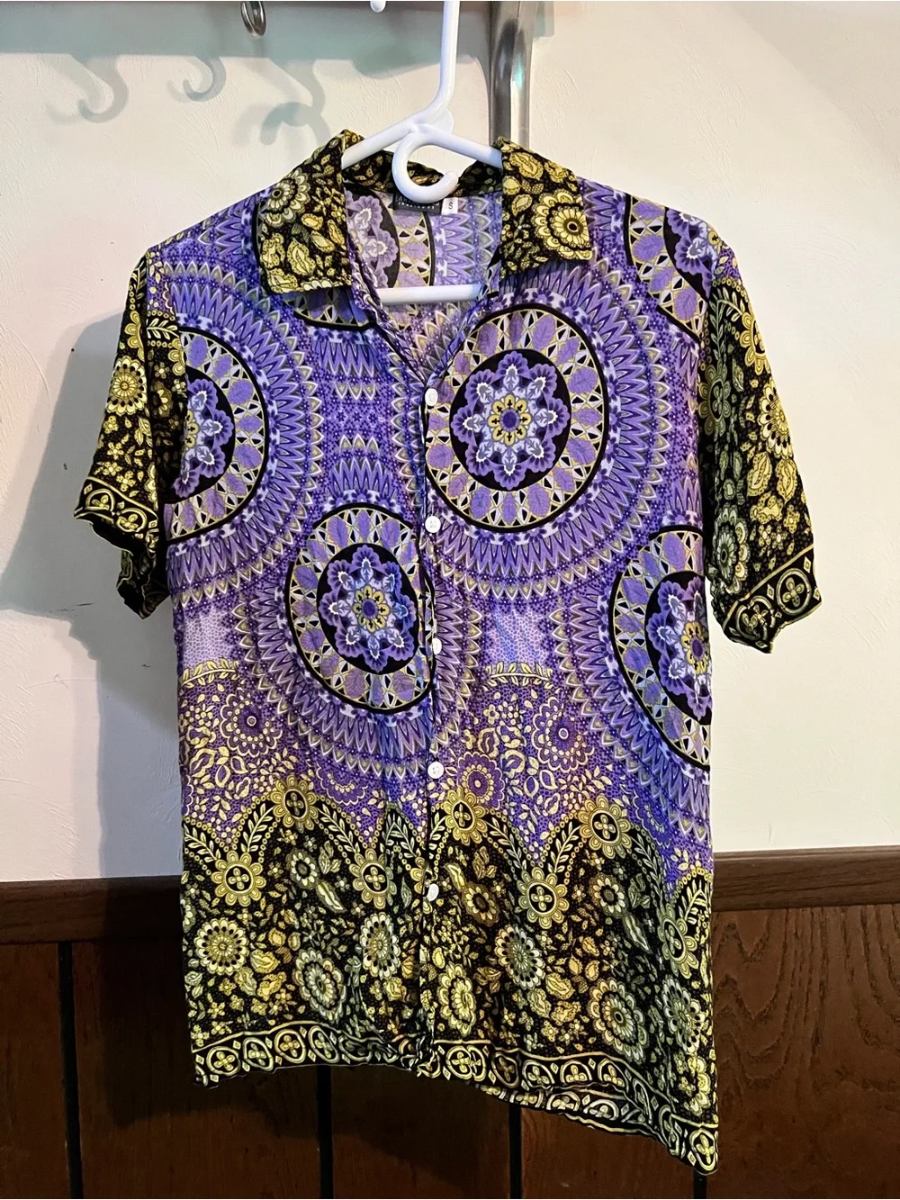 Earthbound Trading co. size S Boho Mandala Rayon button up shirt.